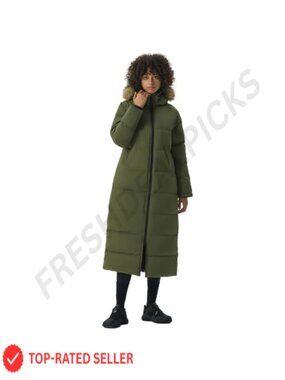 Long Quilted Down Puffer Parka Hooded Winter Coat 750 Fill